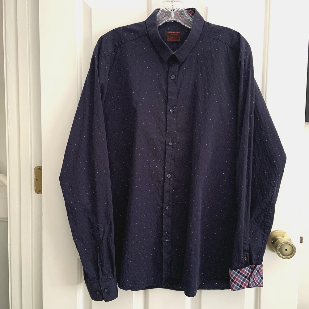 Jared Lang Button up Mens Large After Hours Slim Fit Blue Textured Shirt